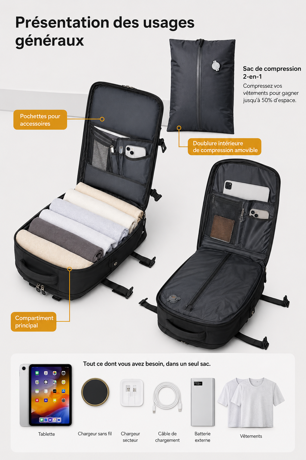Kit Voyage Compressible 3-en-1